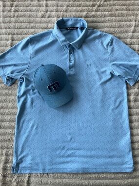 Travis Mathew Sky Blue Men's Polo with Matching Cap